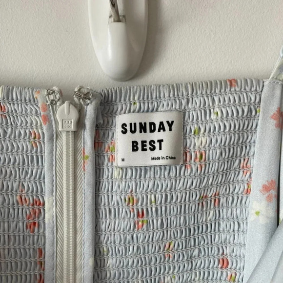 Sunday Best Spencer Cowl Neck Mini Slip Dress NWT Light Blue Floral Size Medium - Picture 8 of 11